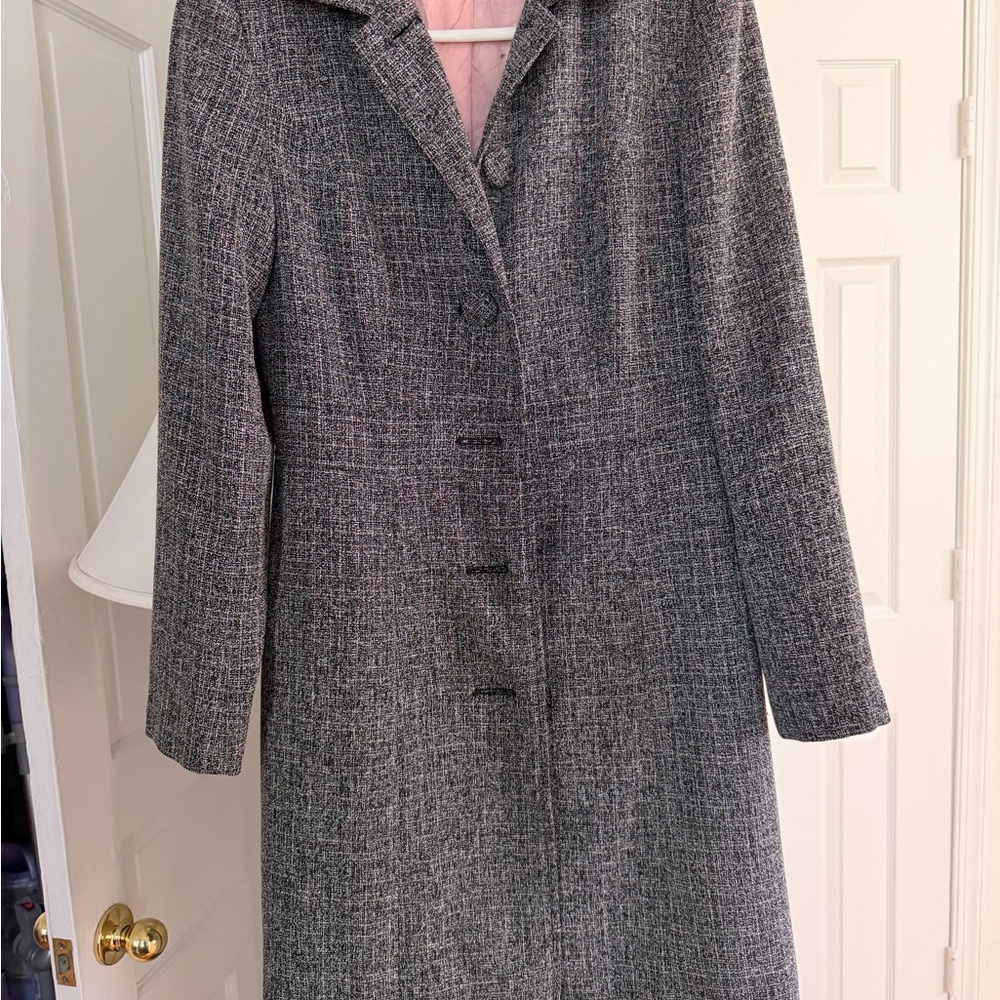 Hillard & Hanson Gray Tweed Trench Coat